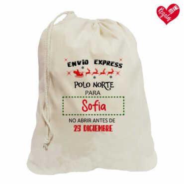 Saco de Navidad personalizado "Envio express del Polo Norte"