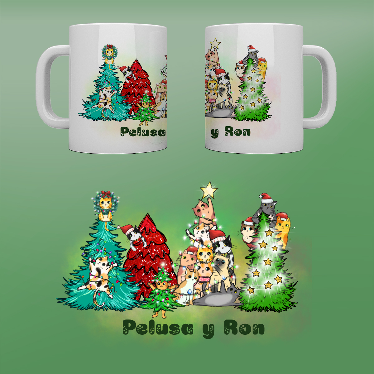 Taza personalizada "Gatos Navideños"