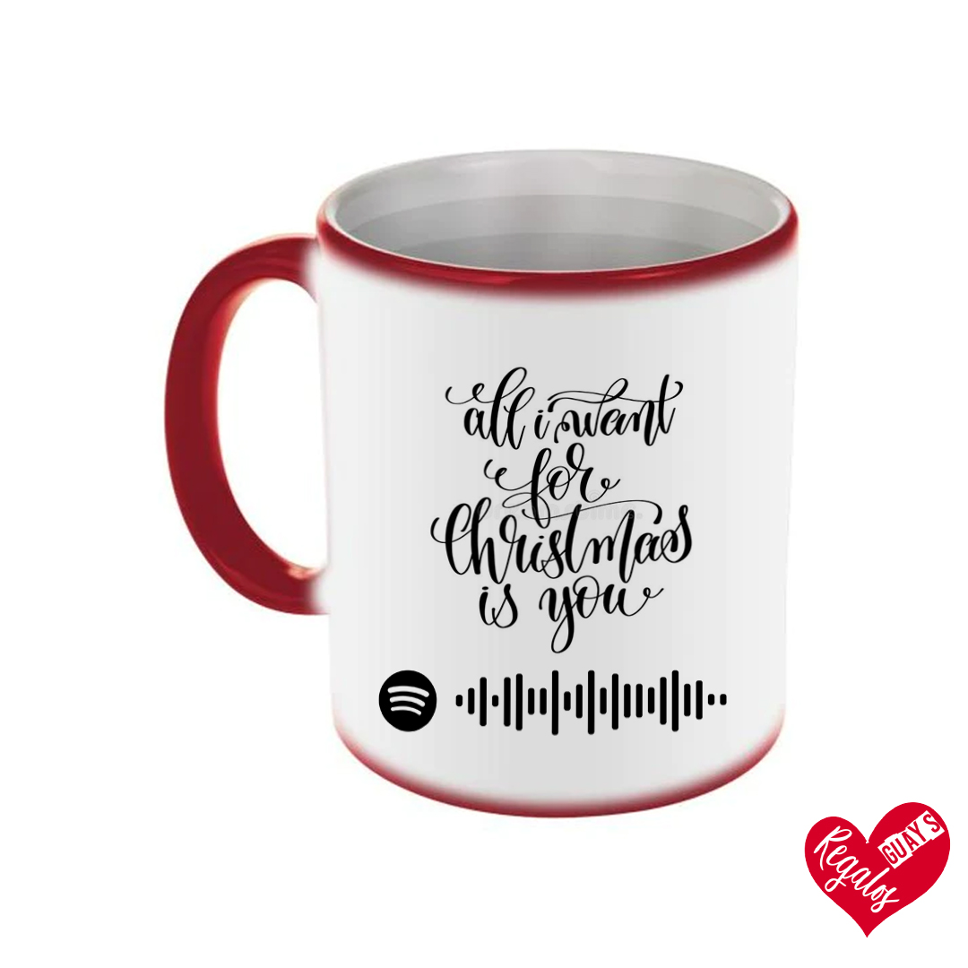 Taza mágica roja "All I want for Christmas is you" + Spotify - Imagen 2