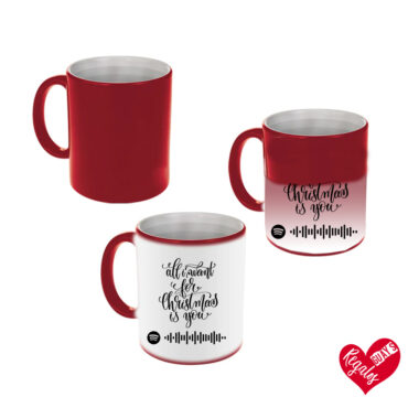 Taza mágica roja "All I want for Christmas is you" + Spotify