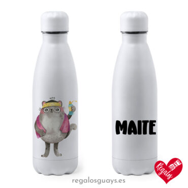 Botella de acero inoxidable personalizada Modelo "Gym & Cats"