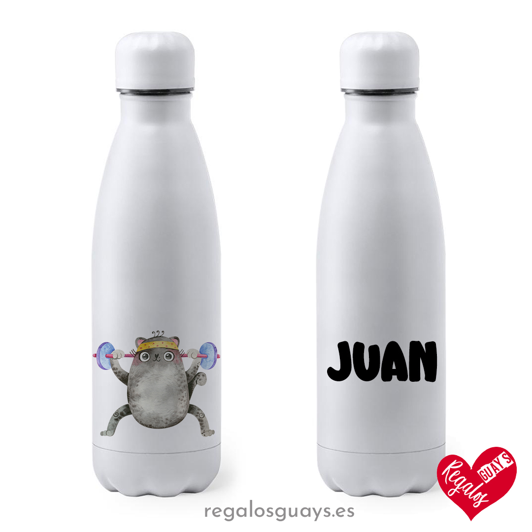 Botella de acero inoxidable personalizada Modelo "Gym & Cats" - Imagen 3