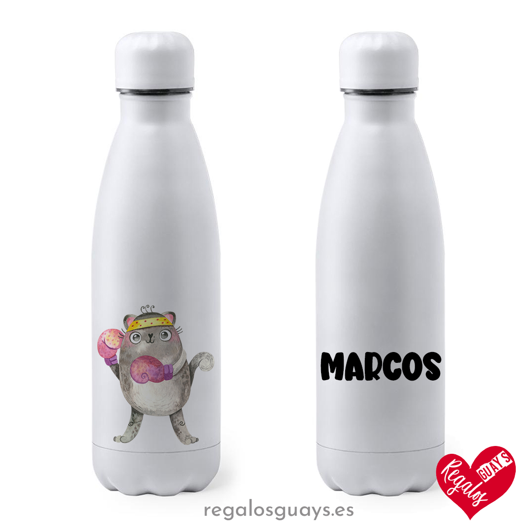 Botella de acero inoxidable personalizada Modelo "Gym & Cats" - Imagen 2