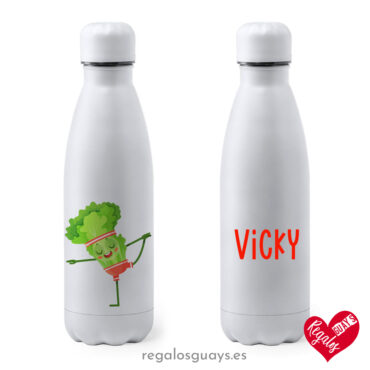 Botella de acero inoxidable personalizada Modelo "Gym & Vegetales"