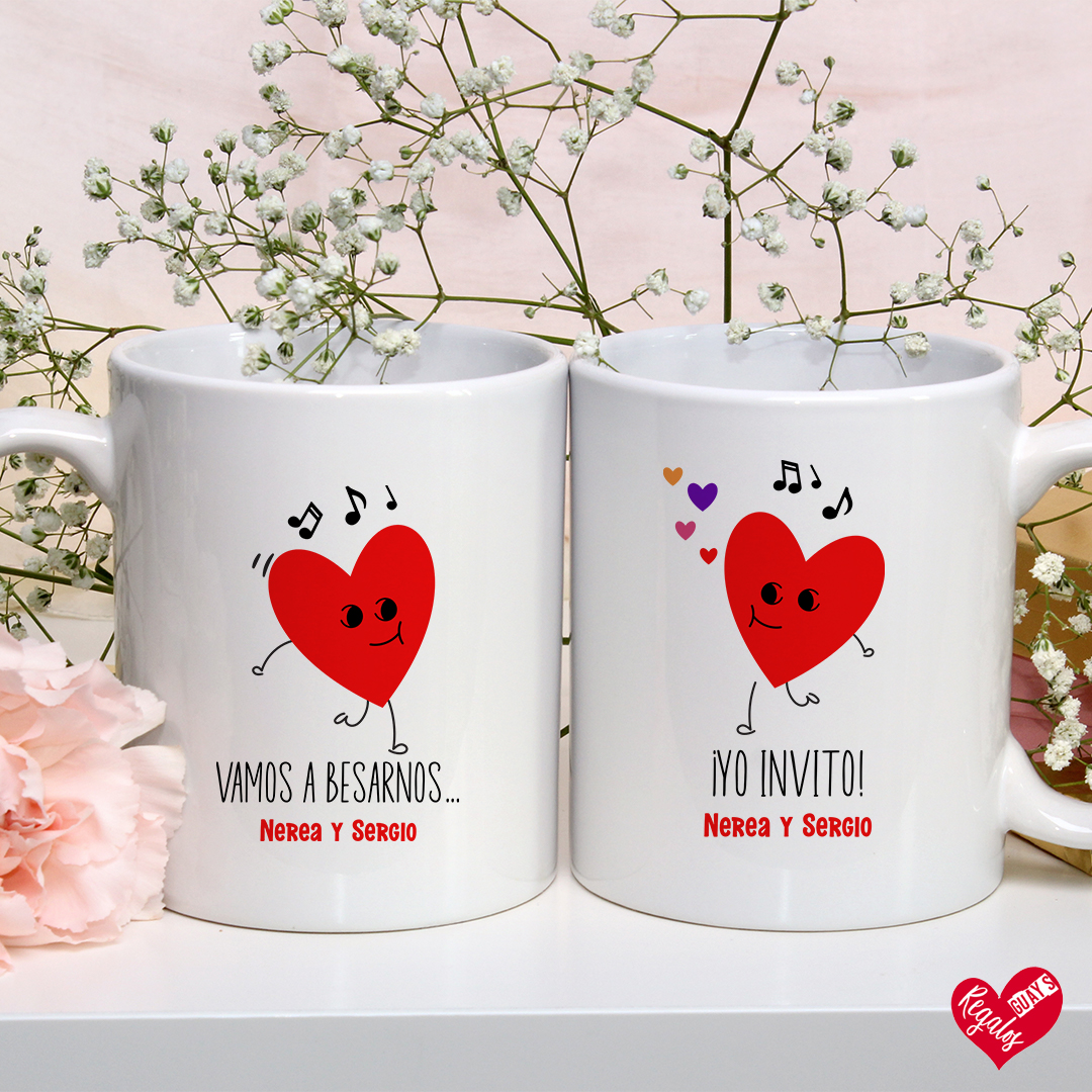 Juego de 2 tazas personalizadas DUO "Vamos a besarnos"