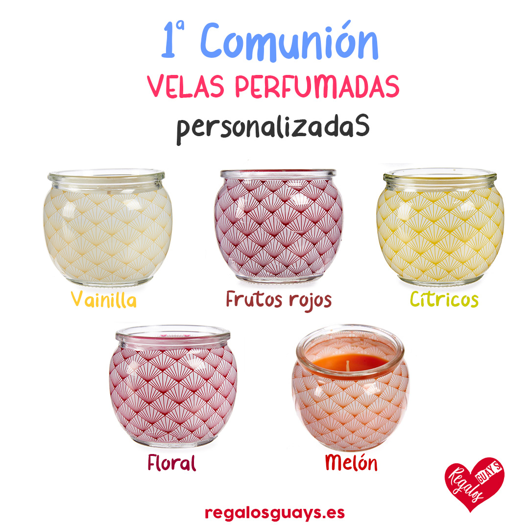 Vela perfumada en tarro de cristal detalle de Primera Comunión