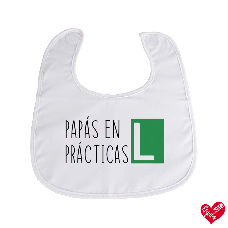 babero personalizado con cierre velcro "Modelo Papás en prácticas"