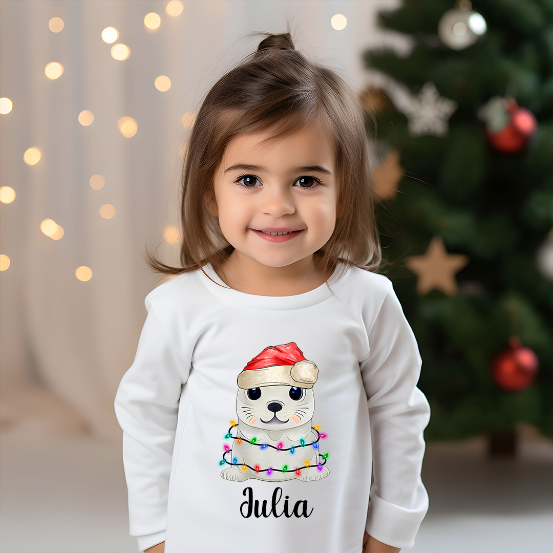 Camiseta personalizada “Bebé Foca Navideño”