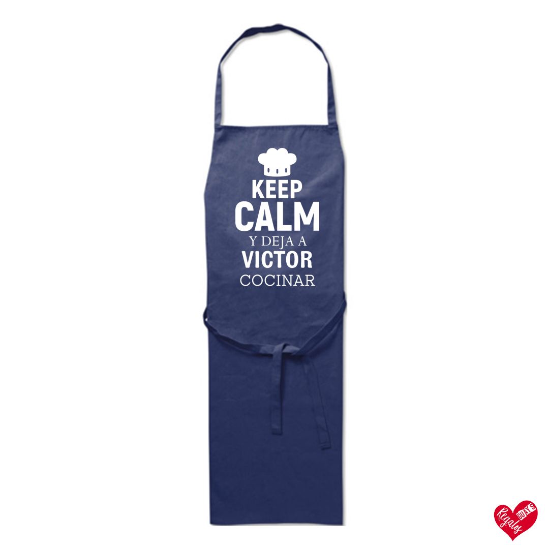 Delantal de algodón personalizado "Keep Calm y deja cocinar"