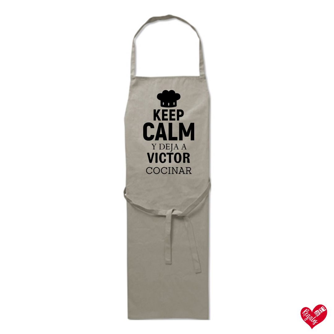 Delantal de algodón personalizado "Keep Calm y deja cocinar"