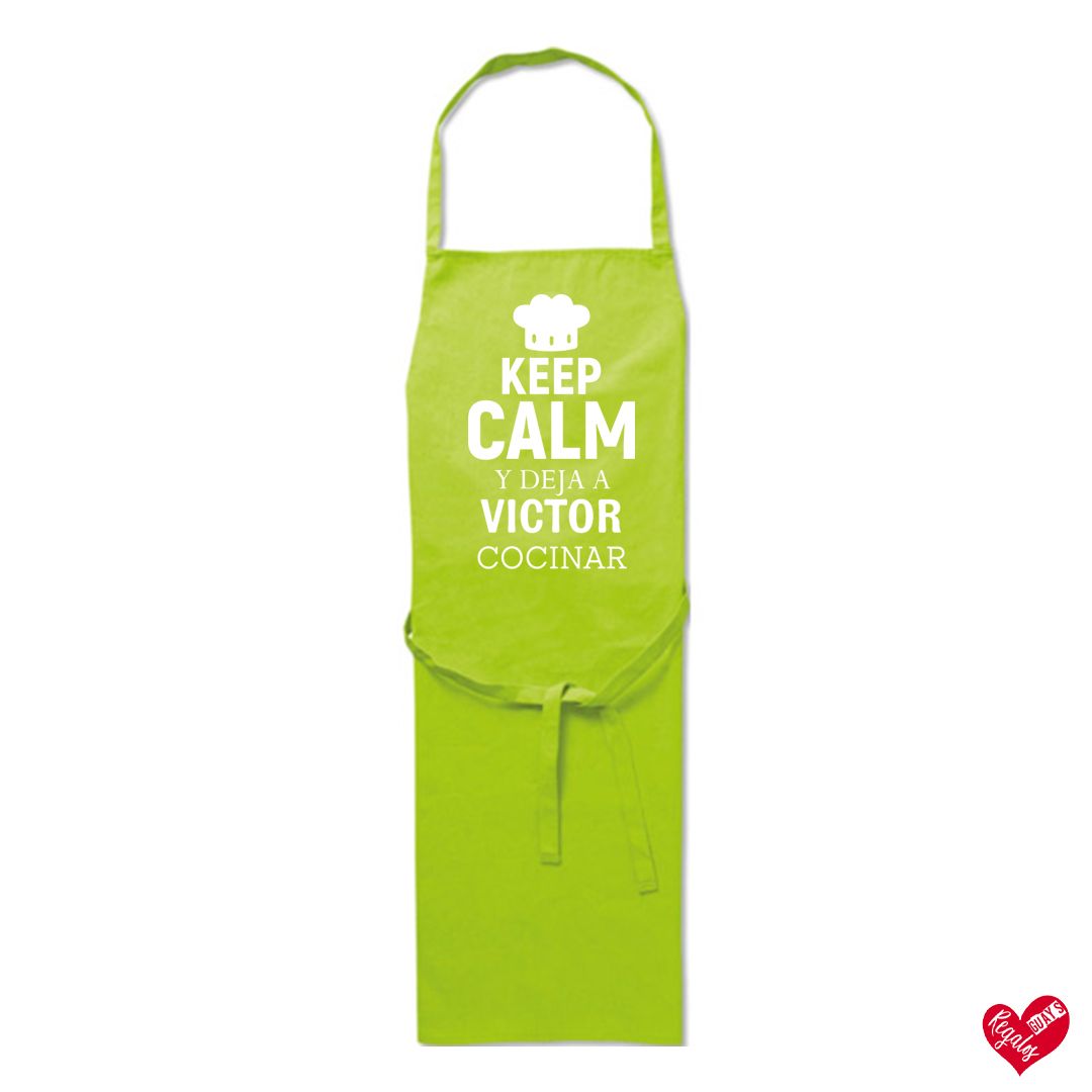 Delantal de algodón personalizado "Keep Calm y deja cocinar"