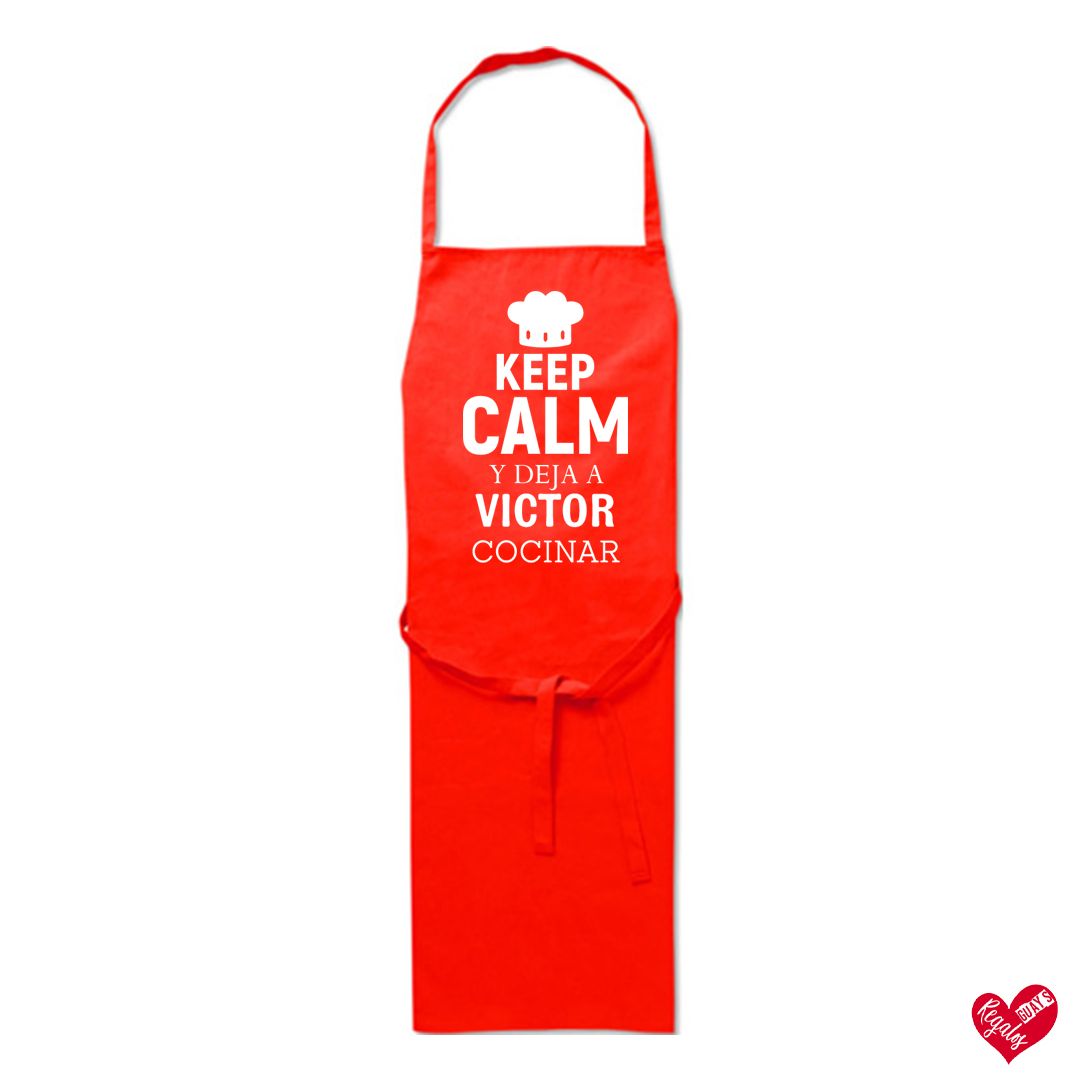 Delantal de algodón personalizado "Keep Calm y deja cocinar"