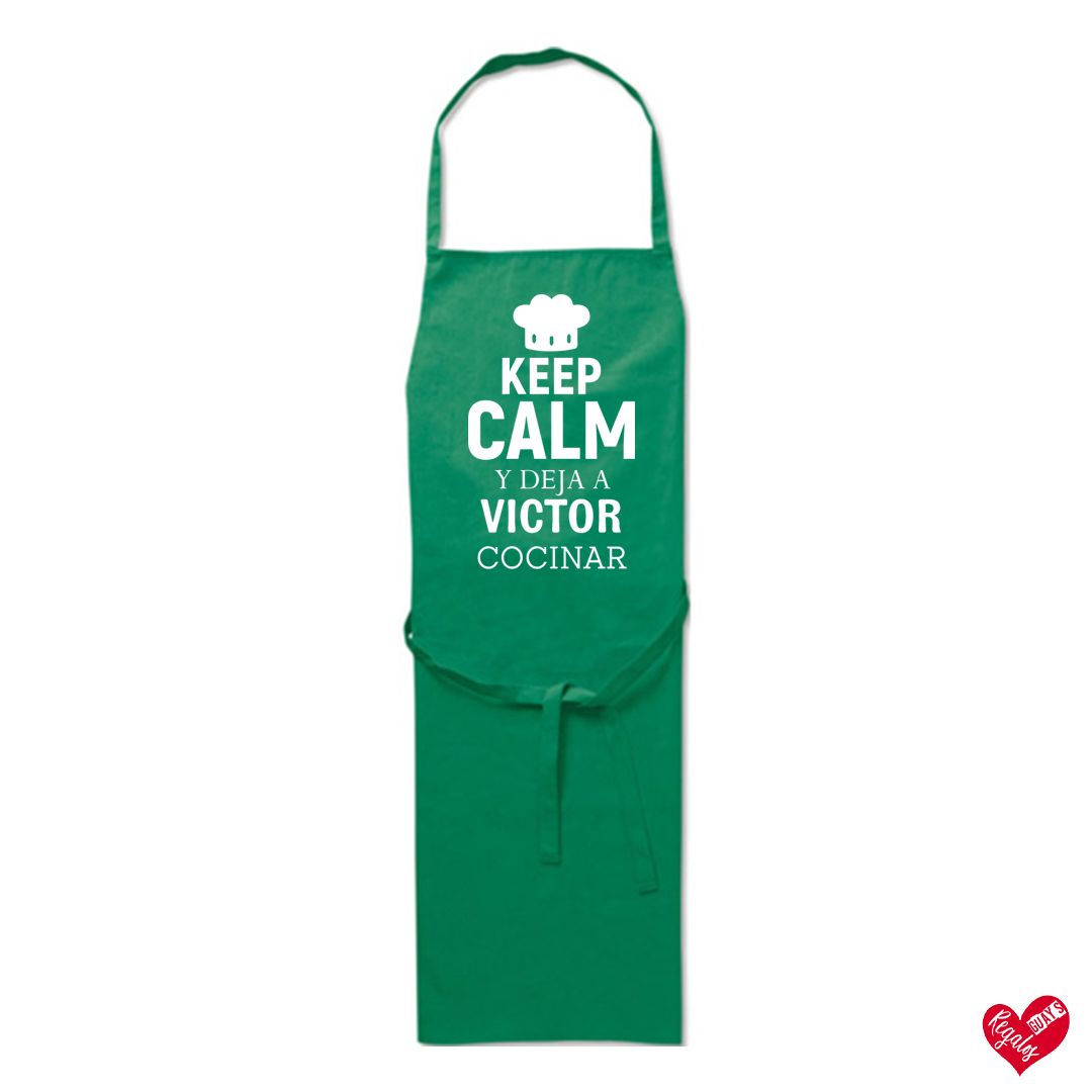 Delantal de algodón personalizado "Keep Calm y deja cocinar"