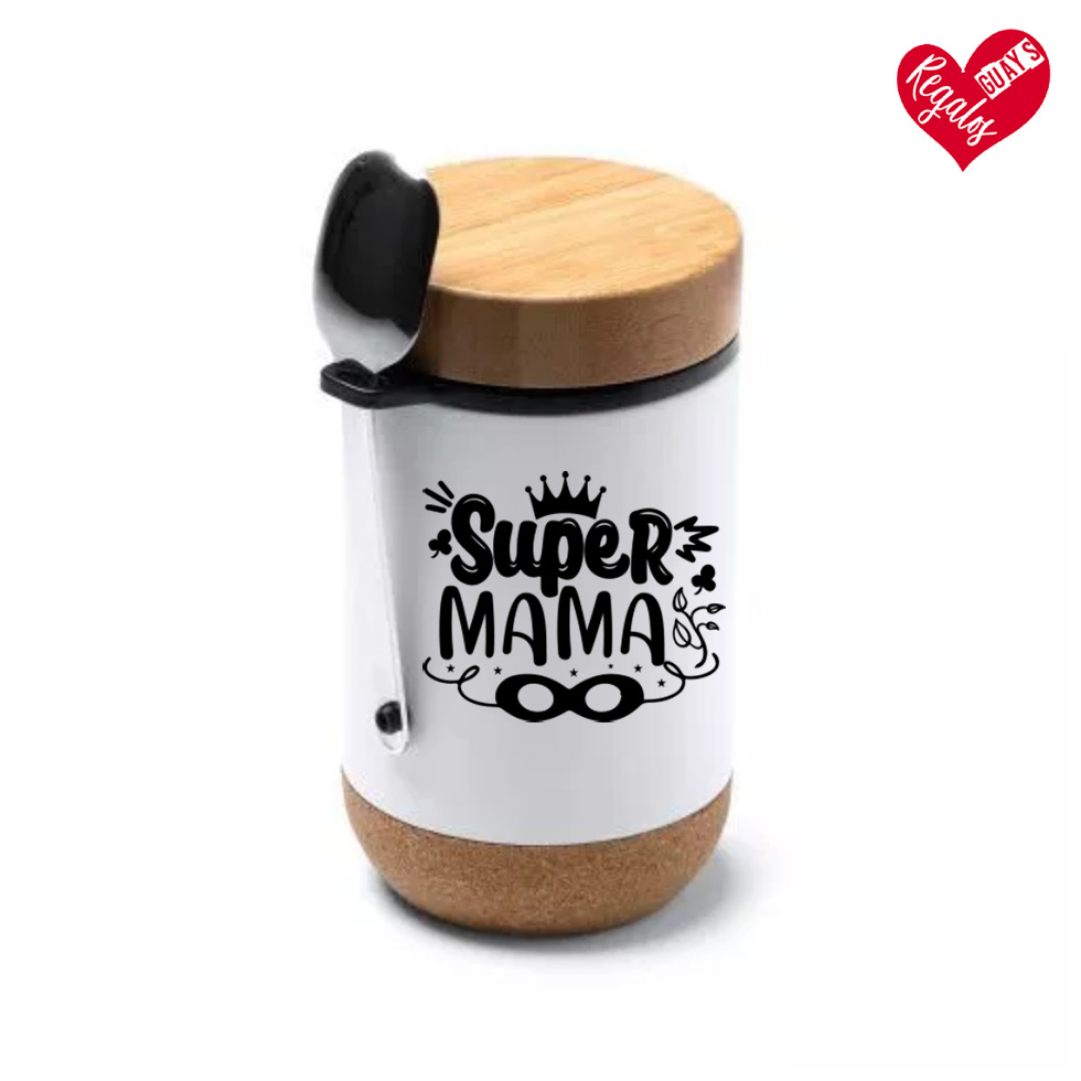 Termo “Súper Mamá” con Cuchara